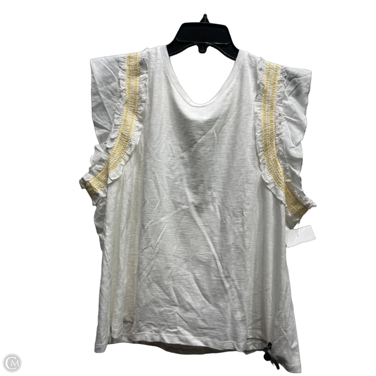Top Short Sleeve By Nautica In White & Yellow, Size: Xxl