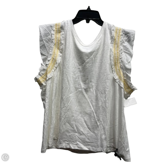 Top Short Sleeve By Nautica In White & Yellow, Size: Xxl