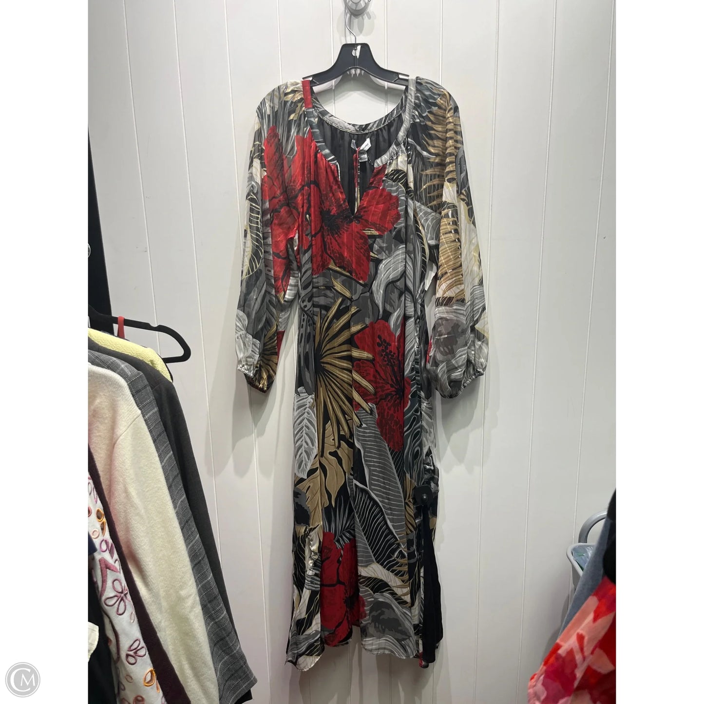 Dress Casual Maxi By Tommy Bahama In Black & Red, Size: L