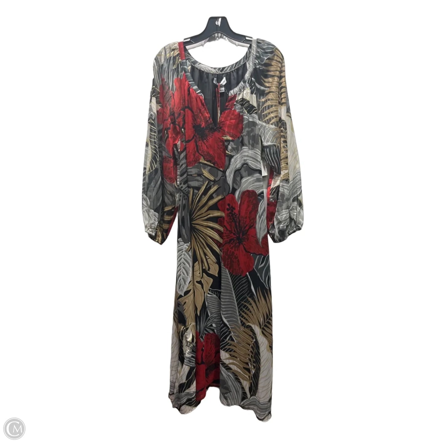 Dress Casual Maxi By Tommy Bahama In Black & Red, Size: L