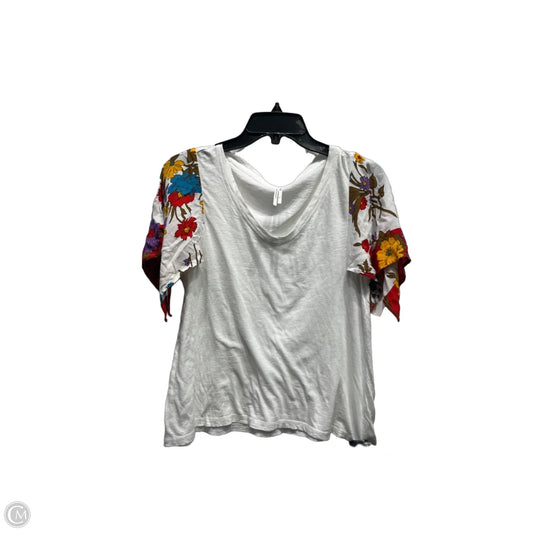 Top Short Sleeve By Anthropologie In White & Yellow, Size: Xs