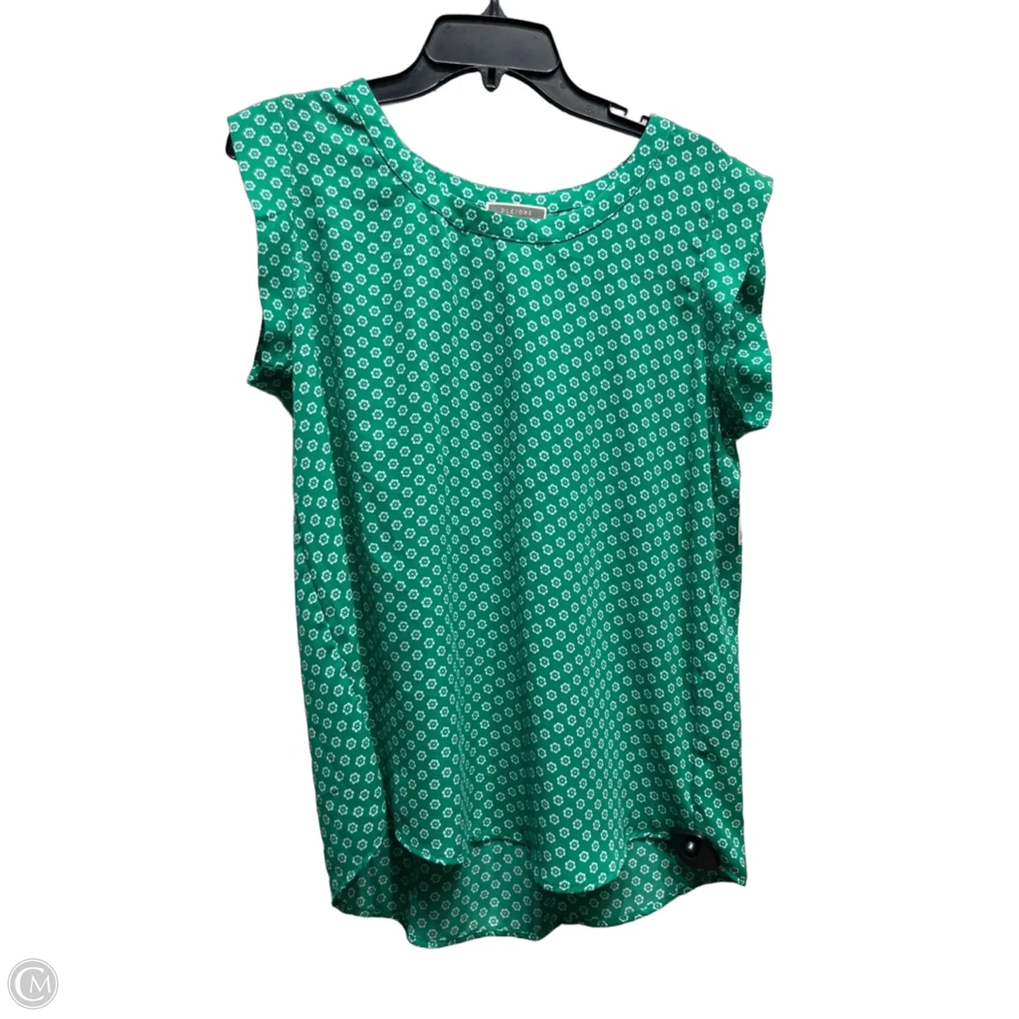 Top Short Sleeve By Pleione In Green & White, Size: L