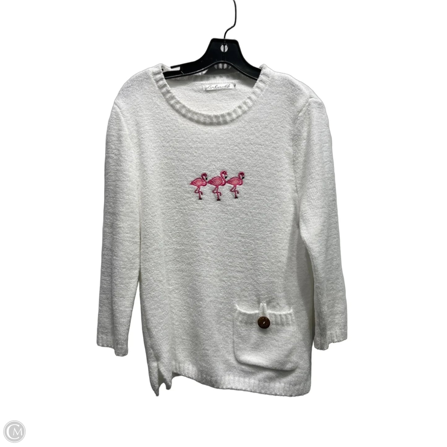 Sweater By Lulu B In Pink & White, Size: M