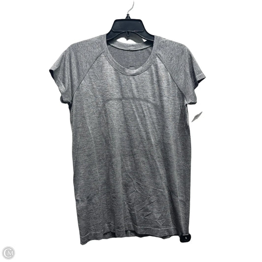 Athletic Top Short Sleeve By Lululemon In Grey, Size: 12