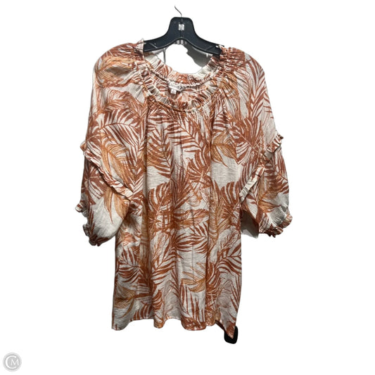 Top Short Sleeve By Nanette Lepore In Brown & Cream, Size: Xl