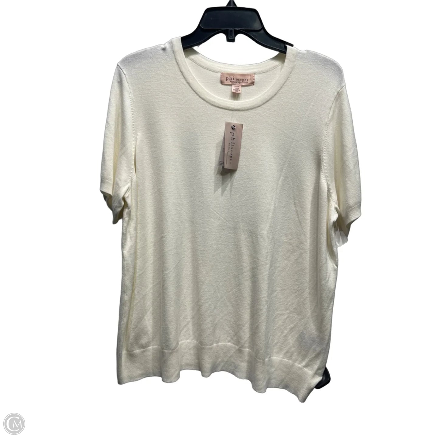 Top Short Sleeve By Philosophy In Cream, Size: 1x