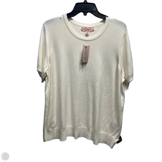 Top Short Sleeve By Philosophy In Cream, Size: 1x