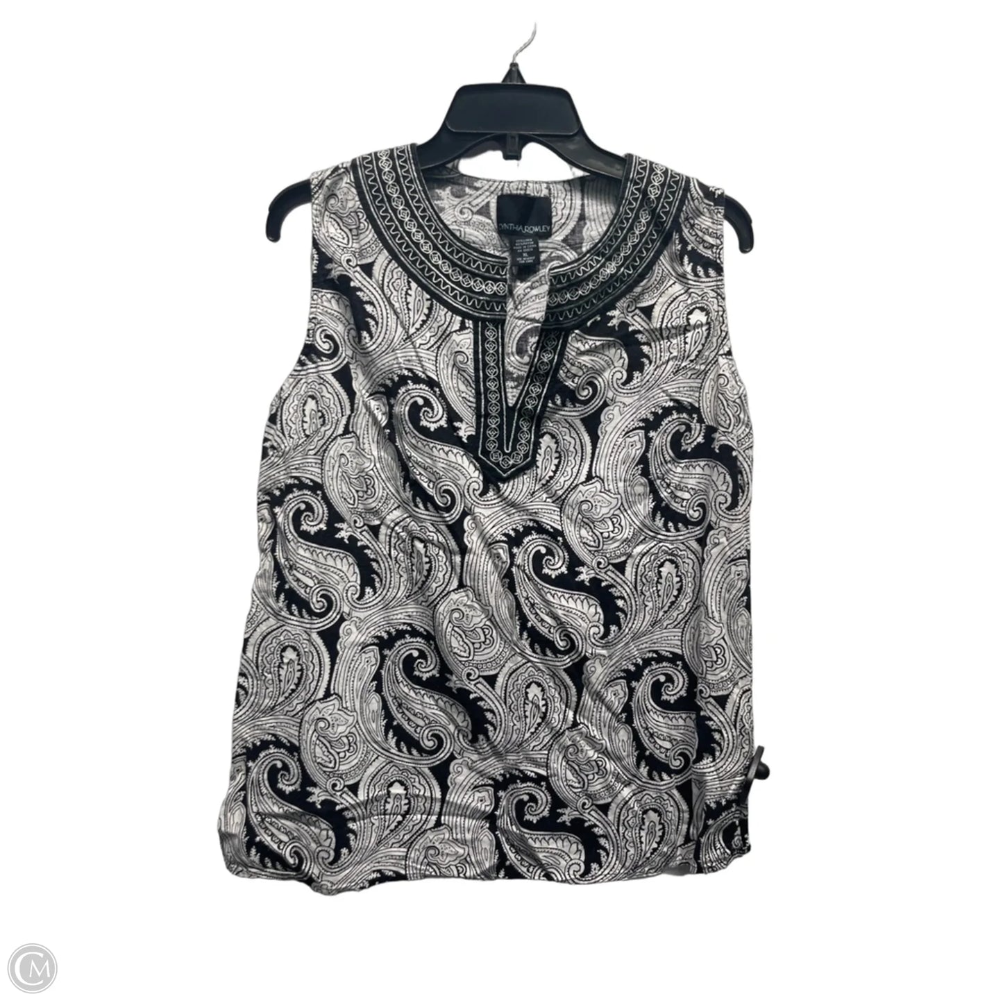 Top Sleeveless By Cynthia Rowley In Black & White, Size: Xl
