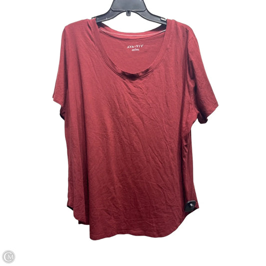 Top Short Sleeve Basic By Ava & Viv In Maroon, Size: 1x