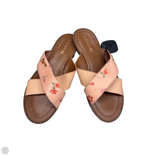 Sandals Designer By Coach In Peach, Size: 10