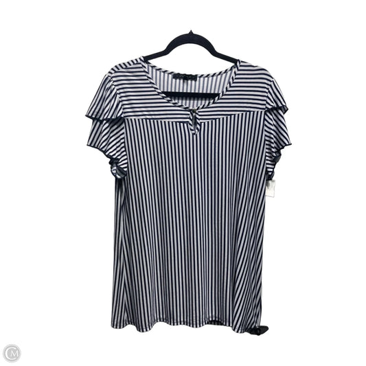 Top Short Sleeve By Atelier In Blue & White, Size: Xl