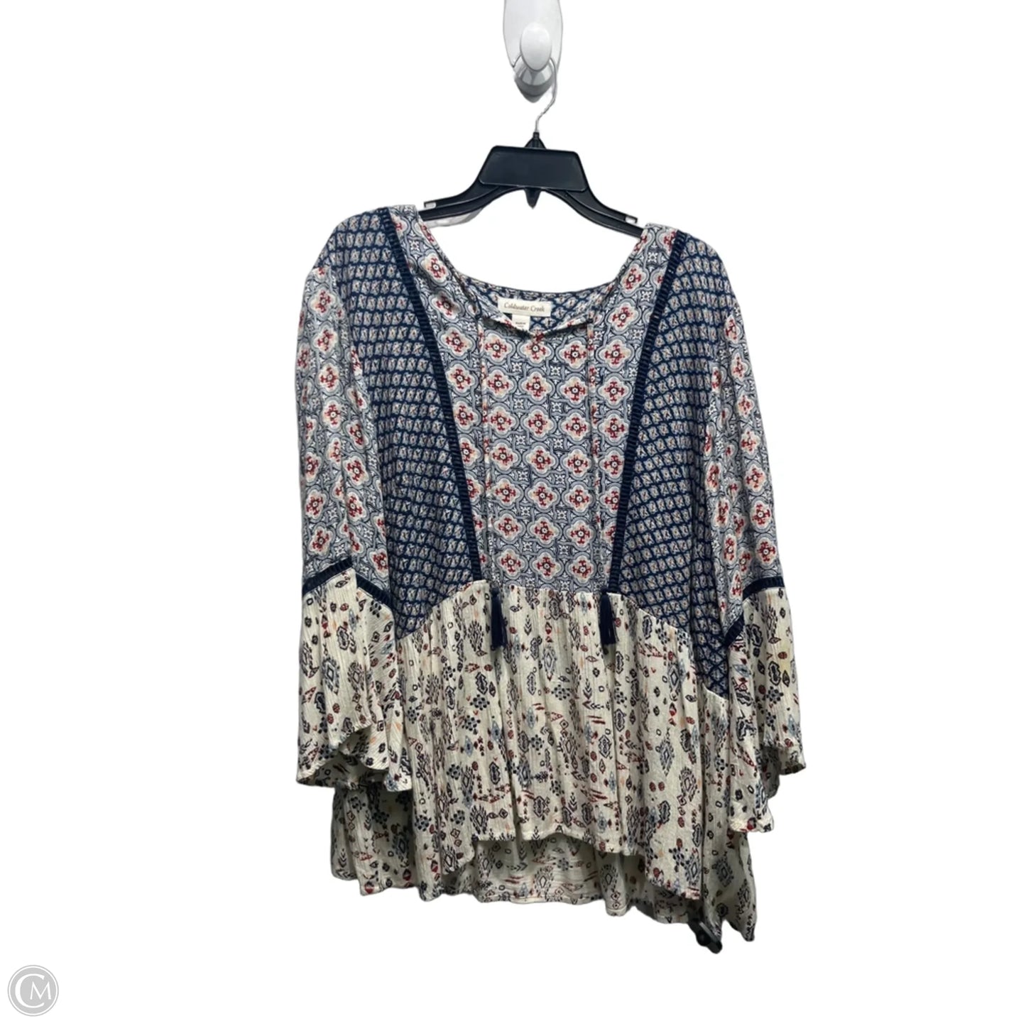 Top Long Sleeve By Coldwater Creek In Blue & White, Size: Xl
