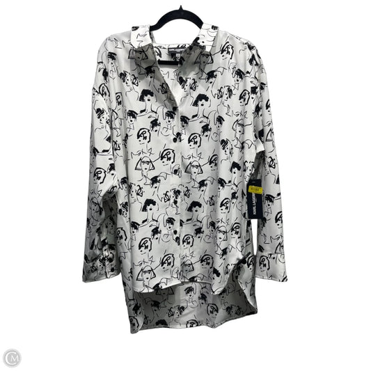 Top Long Sleeve Designer By Karl Lagerfeld In Black & White, Size: L