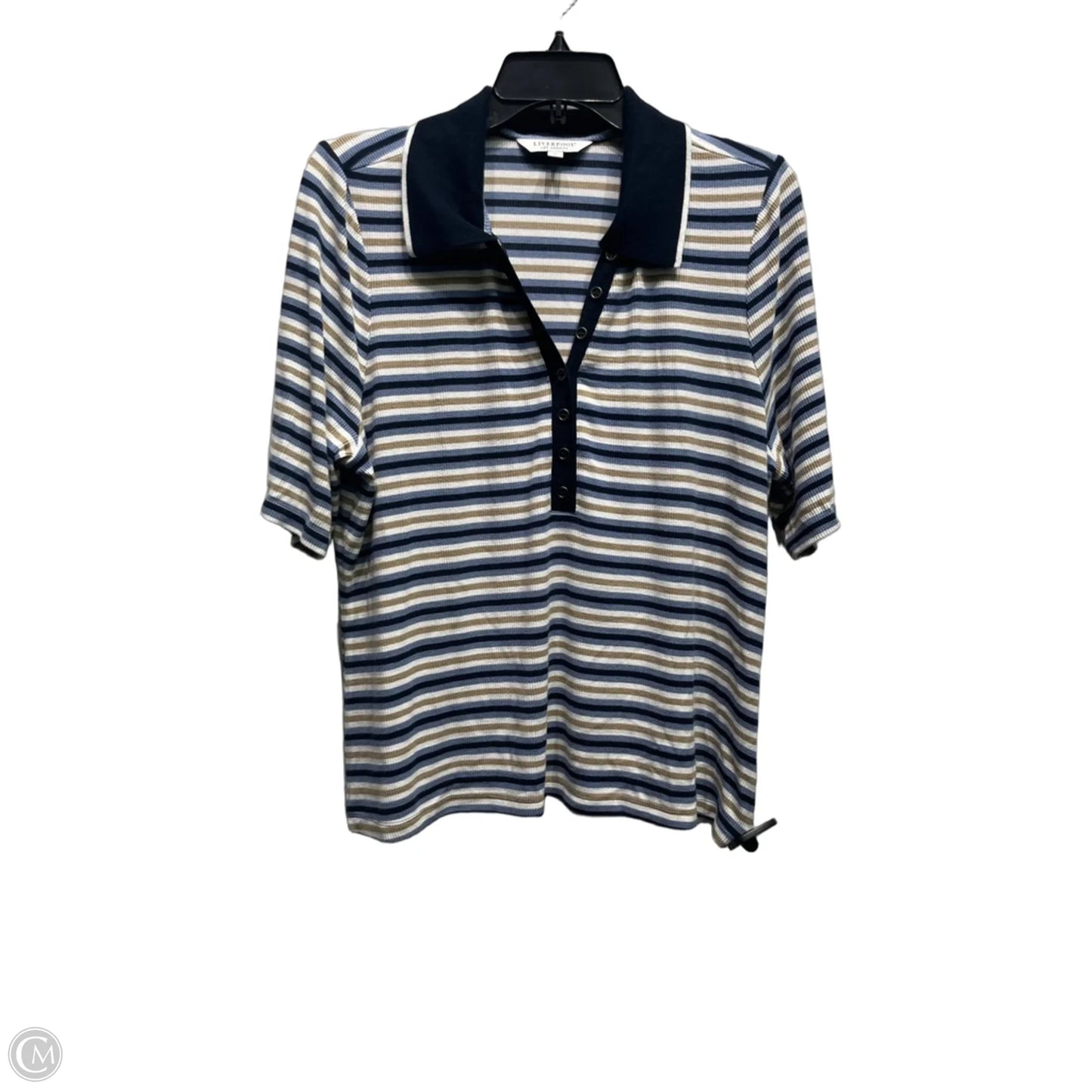 Top Short Sleeve By Liverpool In Blue & White, Size: Xl