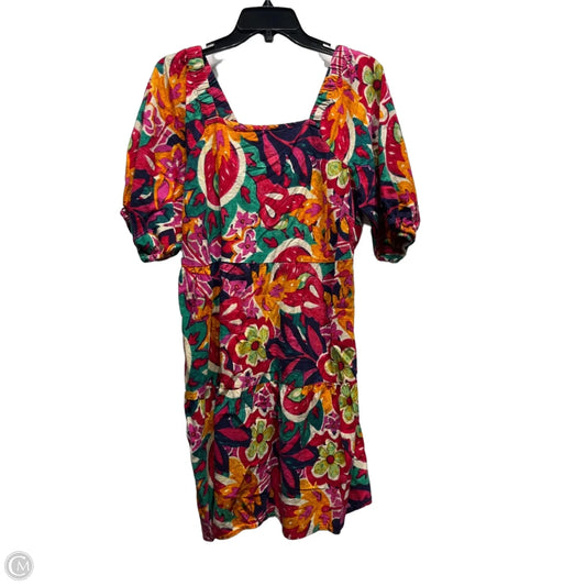 Dress Casual Short By Mlle Gabrielle In Red & Yellow, Size: 1x