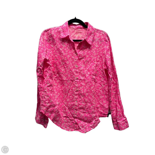 Top Long Sleeve Designer By Lilly Pulitzer In Pink & White, Size: S