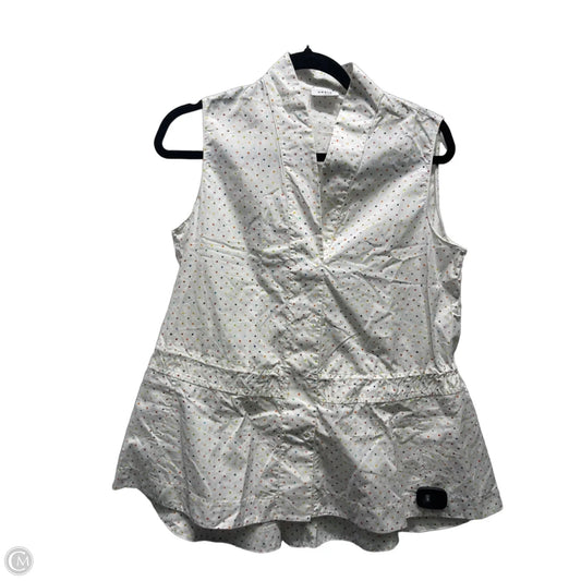 Top Sleeveless By Akris In White & Yellow, Size: 10