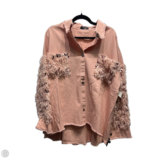 Jacket Denim By Chicme In Pink Denim, Size: L