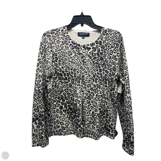 Sweater Cardigan By Jones New York In Black & Grey, Size: Lp