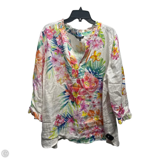 Top Long Sleeve By John Mark In Green & Pink, Size: 2x