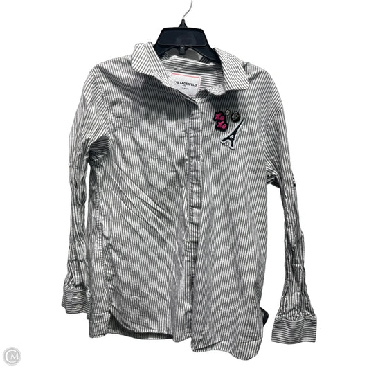 Top Long Sleeve Designer By Karl Lagerfeld In Black & White, Size: L