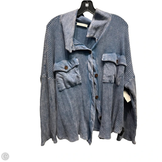 Top Long Sleeve By Bucketlist In Blue, Size: L