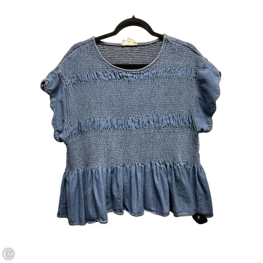 Top Short Sleeve By Umgee In Blue Denim, Size: L