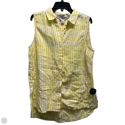 Top Sleeveless By Tommy Bahama In White & Yellow, Size: M