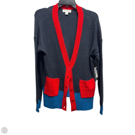 Sweater Cardigan By Treasure And Bond In Blue & Red, Size: M