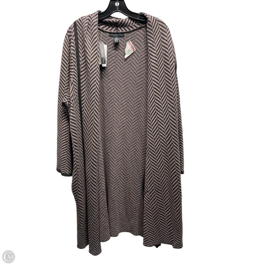 Sweater Cardigan By Joan Vass In Black & Purple, Size: 2x