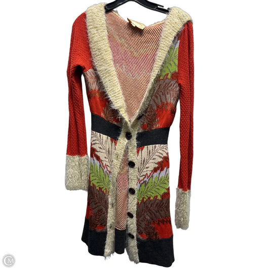 Sweater Cardigan By Anthropologie In Orange & Tan, Size: Xs