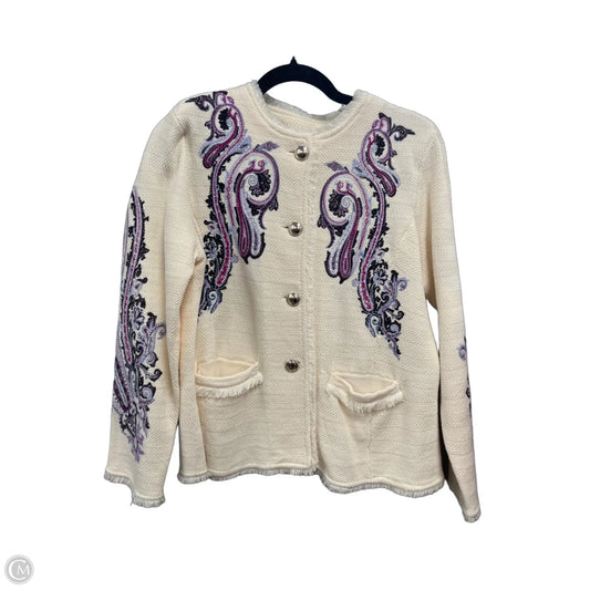 Jacket Other By Chicos In Cream & Purple, Size: L
