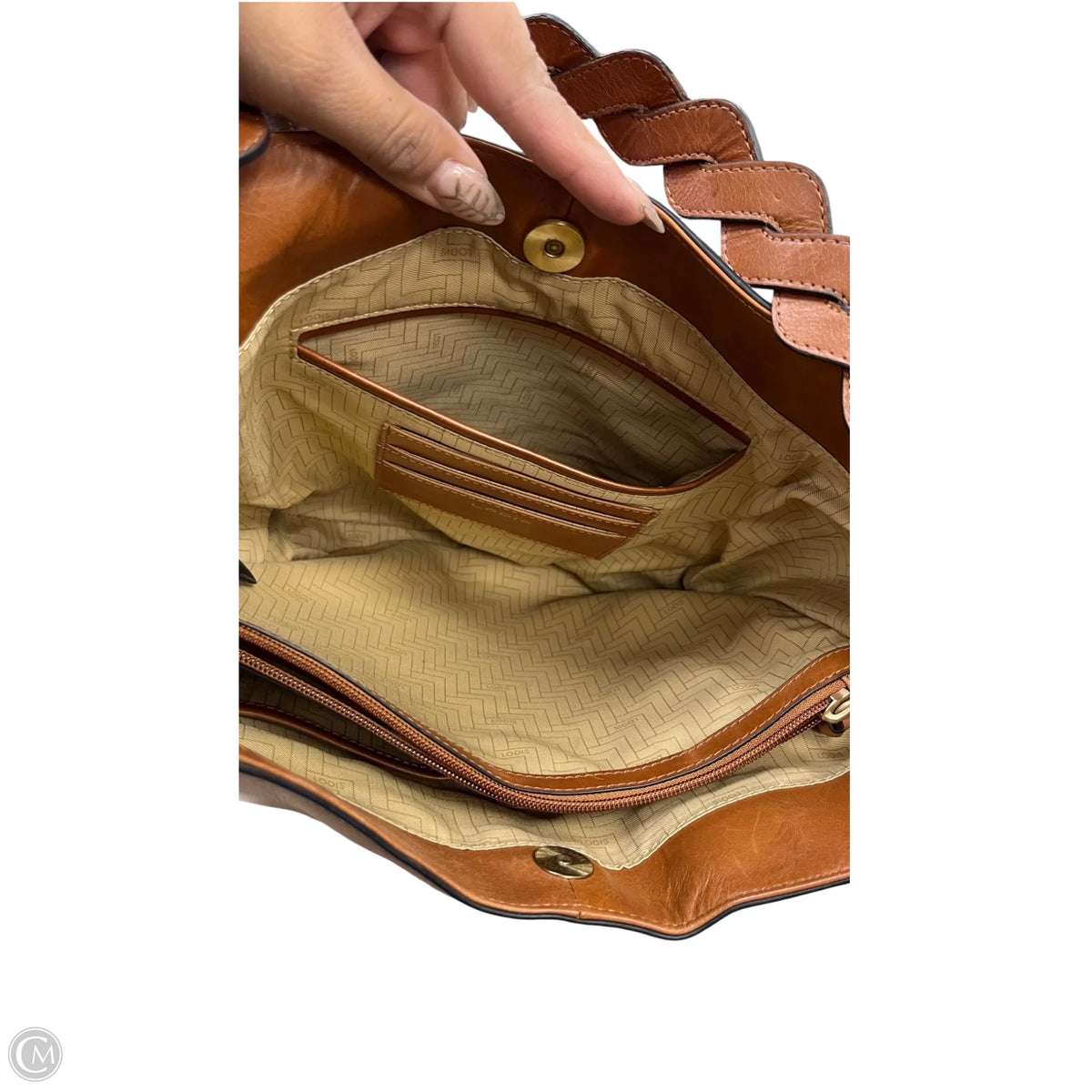Handbag Leather By Lodis, Size: Medium