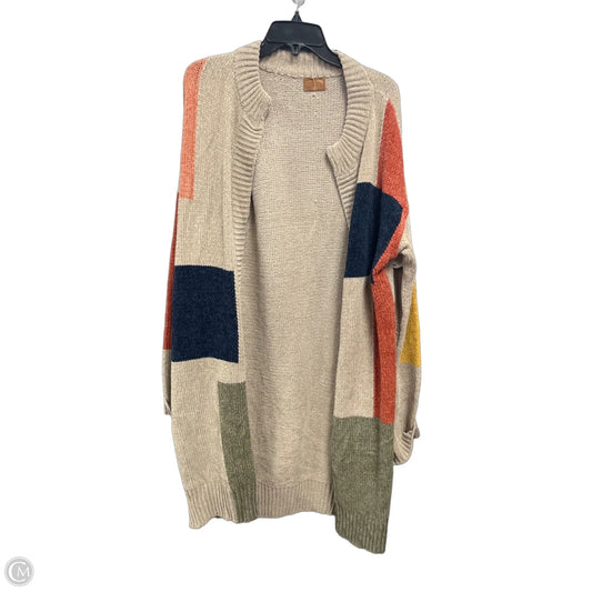 Sweater Cardigan By Pol In Orange & Tan, Size: S