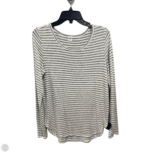 Top Long Sleeve By Old Navy In Grey & White, Size: M