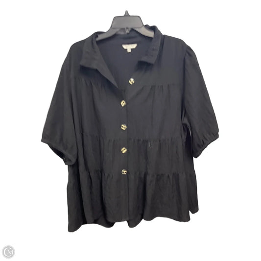 Top Short Sleeve By John Mark In Black, Size: 1x