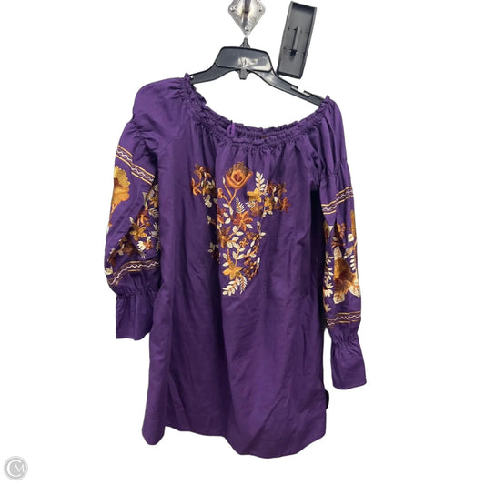 Top Long Sleeve By Free People In Purple & Tan, Size: S