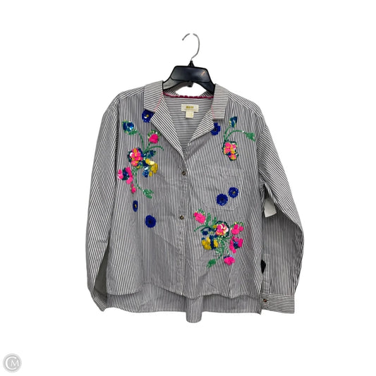 Top Long Sleeve By Maeve In Black & Blue, Size: 8