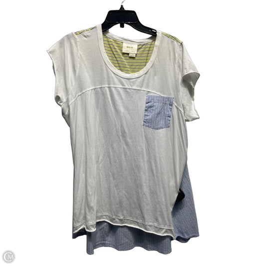 Top Short Sleeve By Maeve In Blue & White, Size: L
