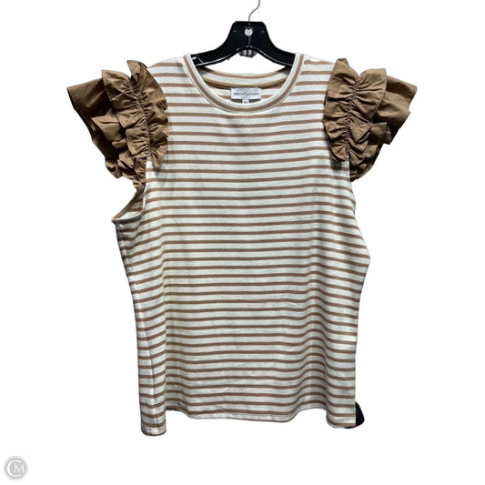 Top Short Sleeve By Gibson And Latimer In Brown & Cream, Size: Xxl