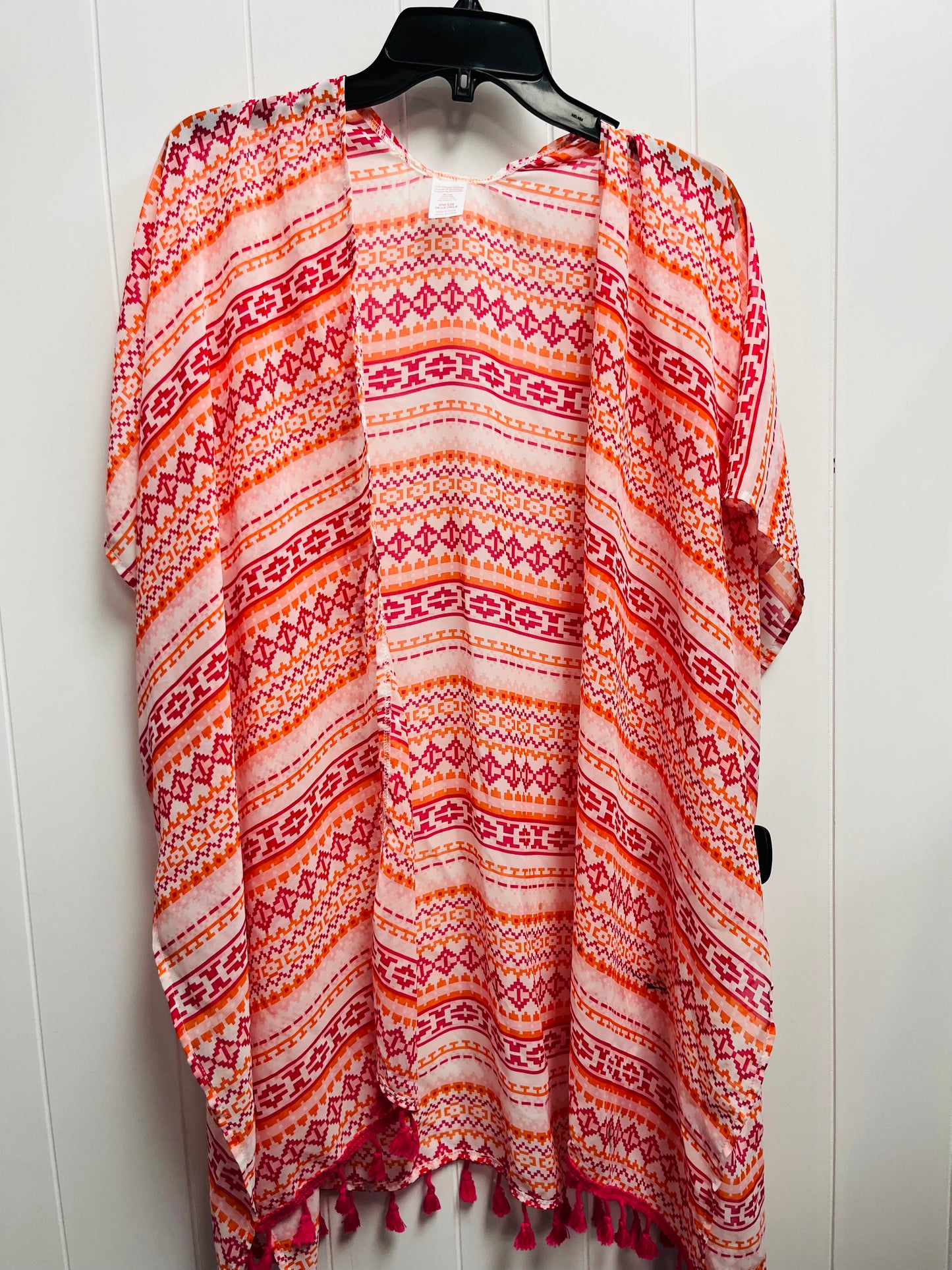 Kimono By Clothes Mentor In Orange & Pink, Size: Onesize