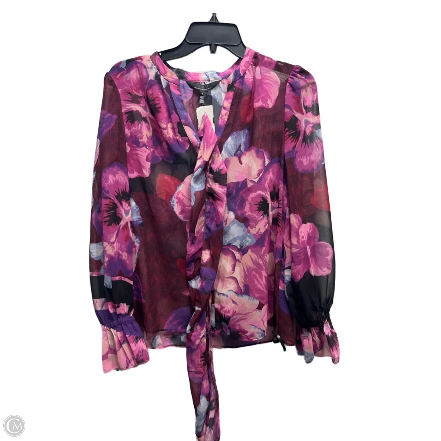 Blouse Long Sleeve By White House Black Market In Purple, Size: S