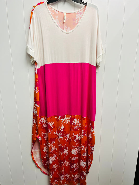 Dress Casual Maxi By Celeste In Orange & Pink, Size: 2x