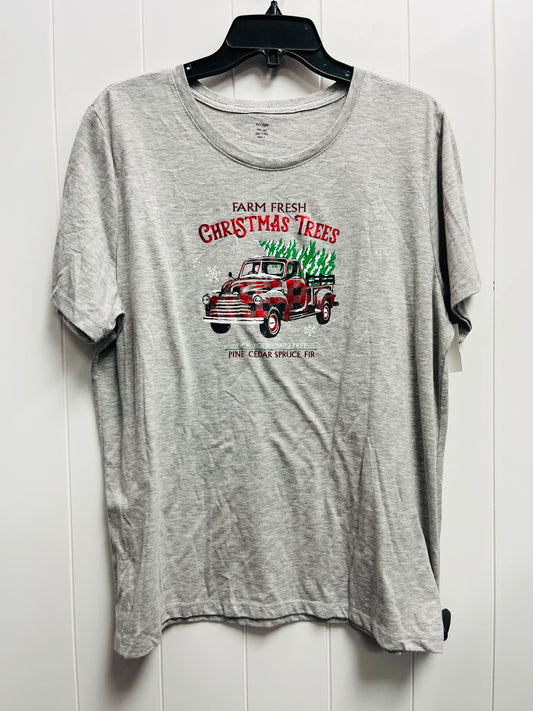 Top Short Sleeve Basic By Holiday Time In Grey, Size: Xxl