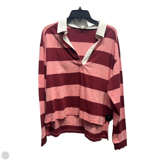 Top Long Sleeve By Pilcro In Pink & Red, Size: S