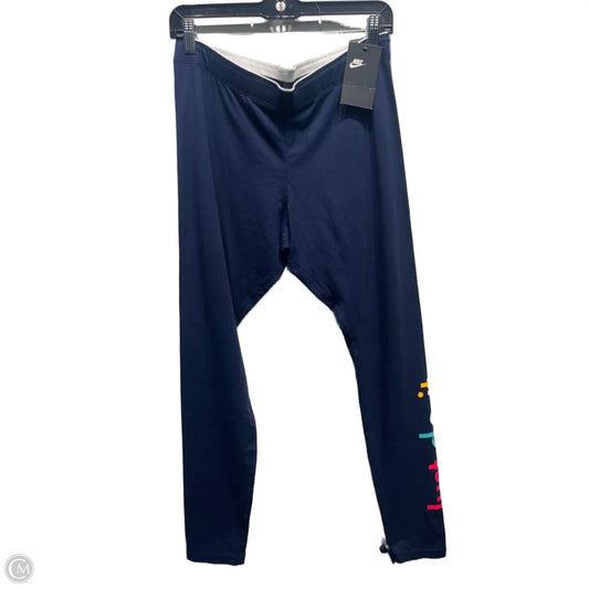 Athletic Leggings By Nike Apparel In Navy, Size: L