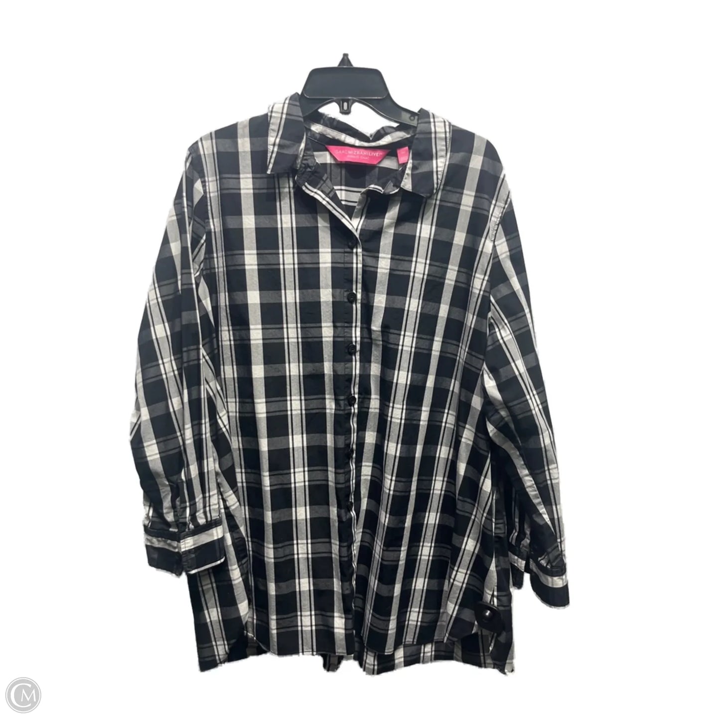 Top Long Sleeve By Isaac Mizrahi Live Qvc In Black & White, Size: 20