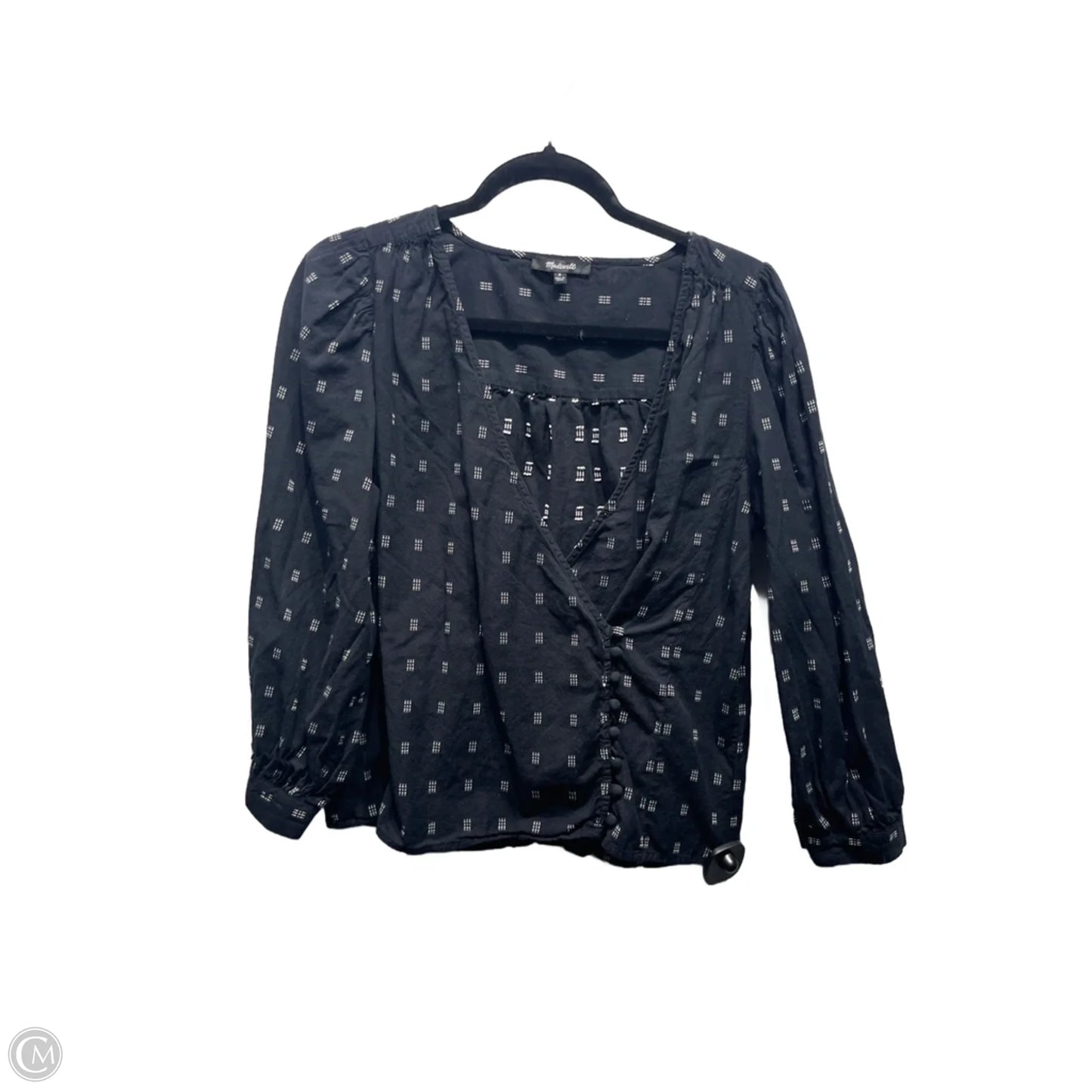 Top Long Sleeve By Madewell In Black & White, Size: M