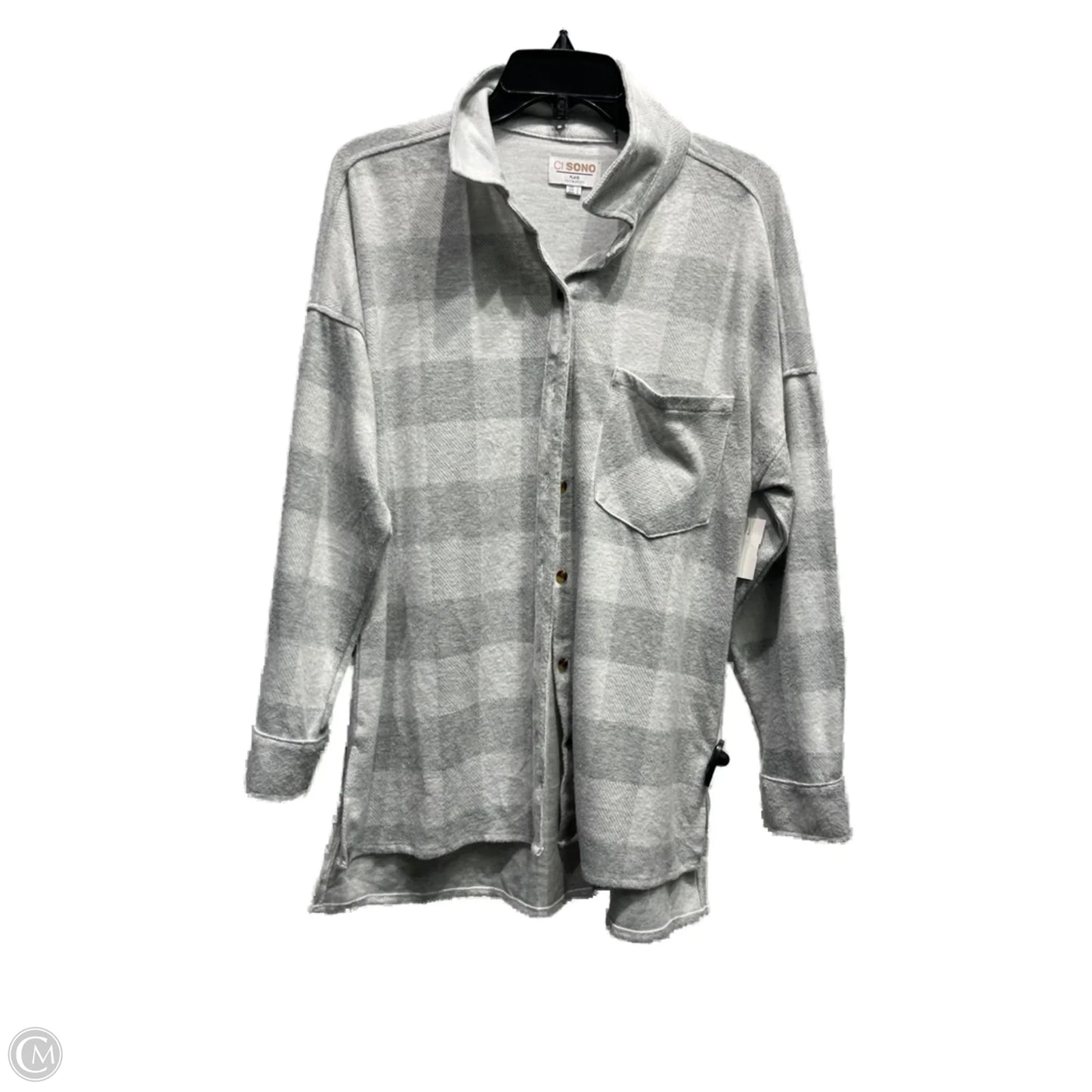 Jacket Shirt By Ci Sono In Grey, Size: L
