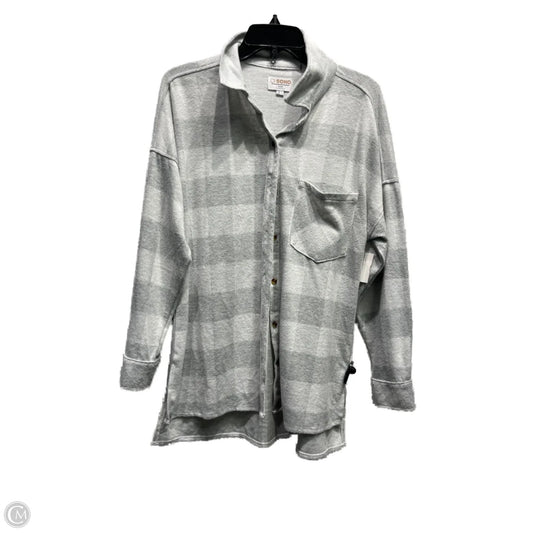 Jacket Shirt By Ci Sono In Grey, Size: L